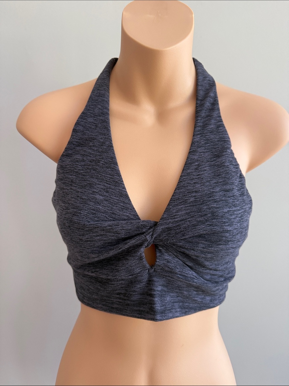 Victoria's Secret Charcoal Gray Twist Front Halter Tank with Gold Script Size M